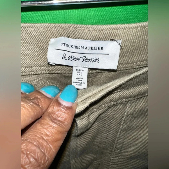 & other stories khaki cropped denim jeans, size 2 - Picture 3 of 5
